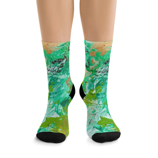 Eco-Friendly Abstract Art Socks - Recycled Poly Blend