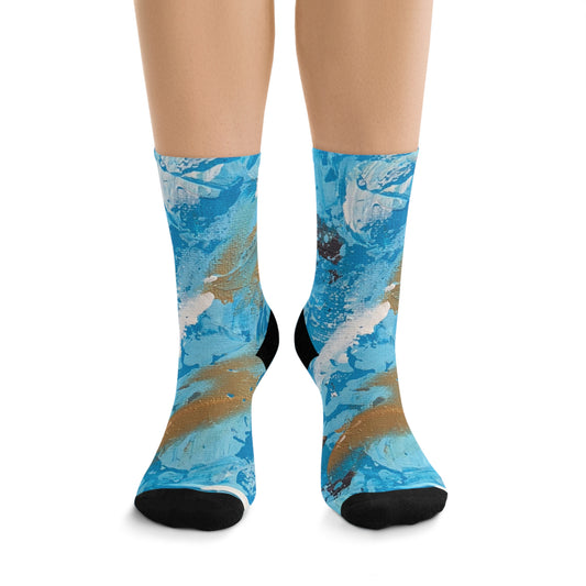 Eco-Friendly Art Socks - Vibrant Blue Design